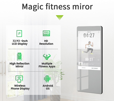 Specchio fitness intelligente con telecamera e bilancia per la misurazione del grasso corporeo